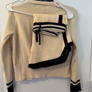 Elegant Cream and Black Women's Sweater and shorts Set